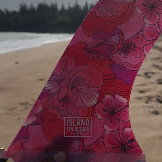 Island Fin Design - Leeward Fin - Hot Pinka Hibiscus